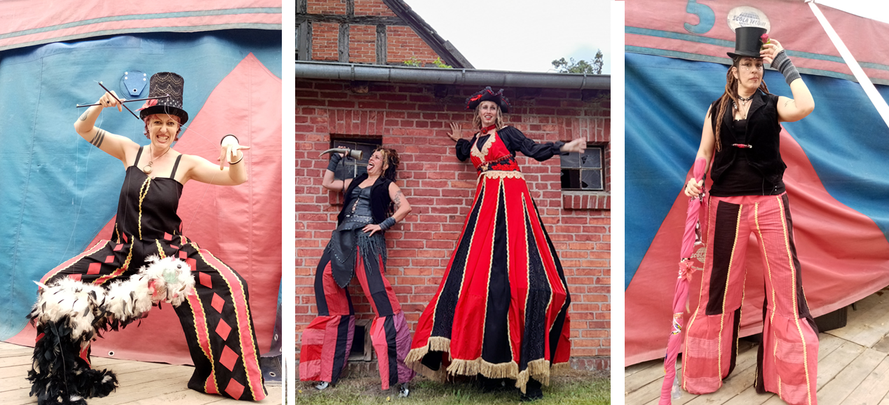 Red Queen walking act characters