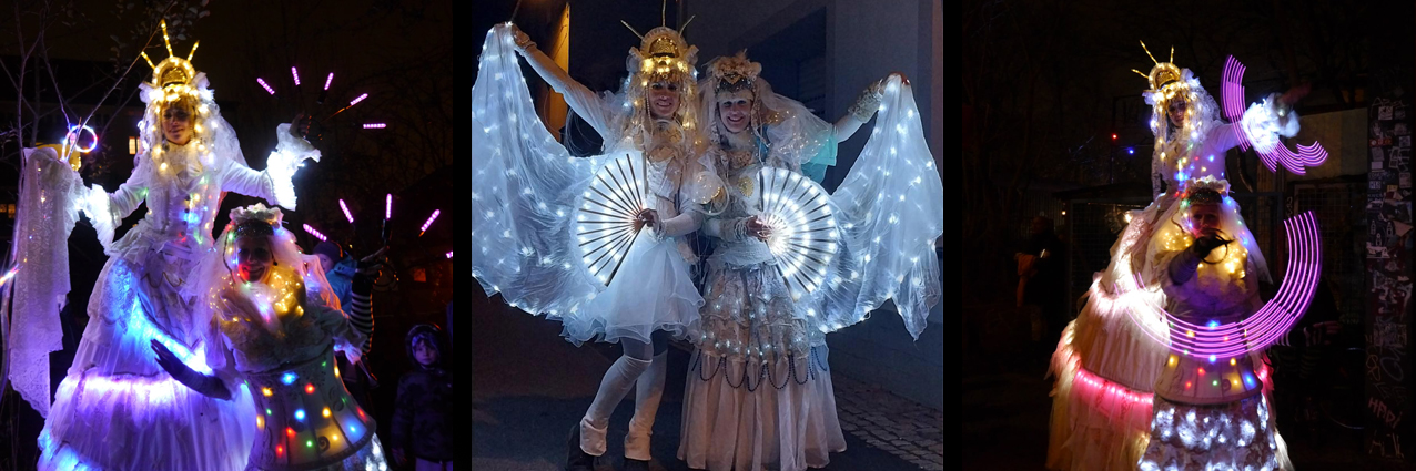 Pyroladies Trio – LED- und Licht-Walking-Act